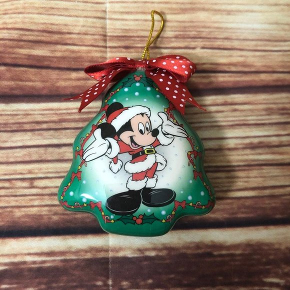 Vintage Disney Christmas Tree Shaped Ornament Santa Claus Mickey Mouse - Picture 1 of 5